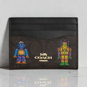 Cosmic Coach Slim Id Card Case In Signature Canvas With Robot Print CW929